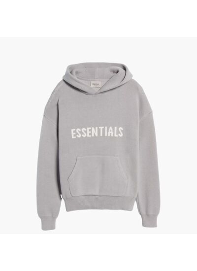 Essentials Hoodie En Maille Cement Gris