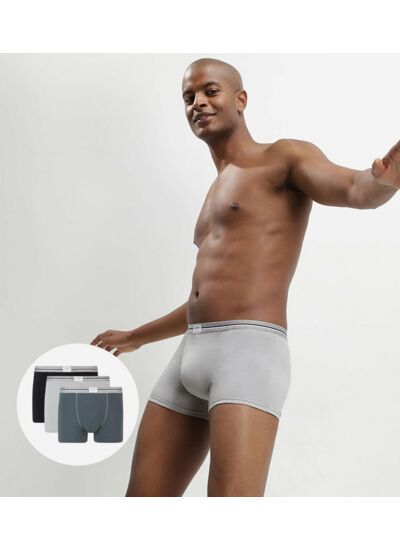 Lot de 3 boxers bleu jean gris en coton stretch résistant Ultra Resist