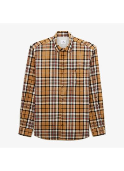 Chemise regular brun à carreaux