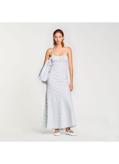 Robe longue rayée à bretelles