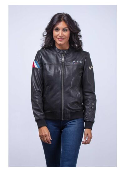 Blouson cuir Alpine femme Sophia noir
