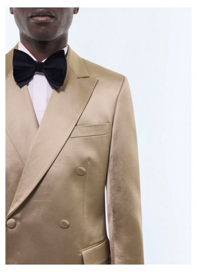 Veste de smoking croisée satinée