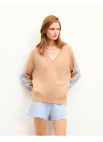 Pull Col V Oversize Bandes