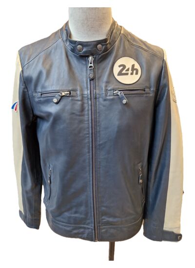 Blouson cuir 24H le mans Max navy
