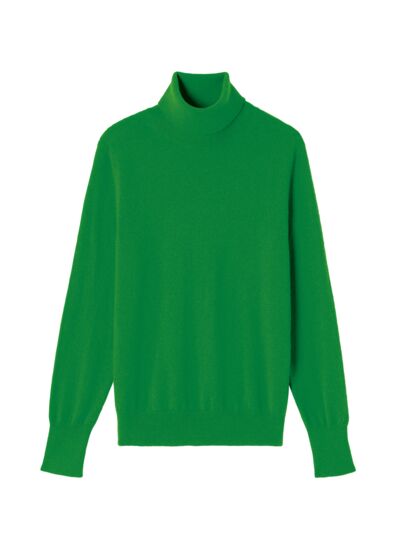 Pull col roulé classique - Homme - VERT CAROUBY