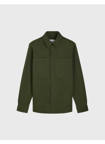 Surchemise cameron avec deux poches poitrine en twill de coton uni kaki