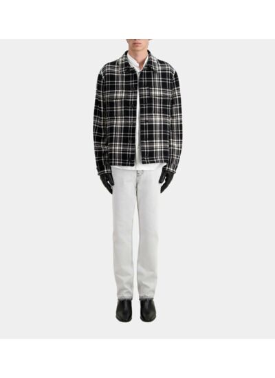 Blouson Type Surchemise À Carreaux En Laine Mélangée Homme