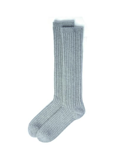 Chaussettes hautes à côtes - Accessoire - GRIS ARGENTE