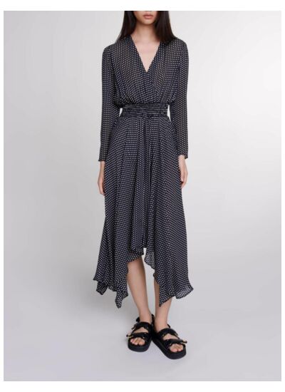 Robe mi-longue à pois