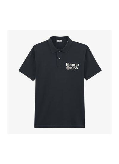 Polo piqué manches courtes en coton Blanco 1958 bleu marine
