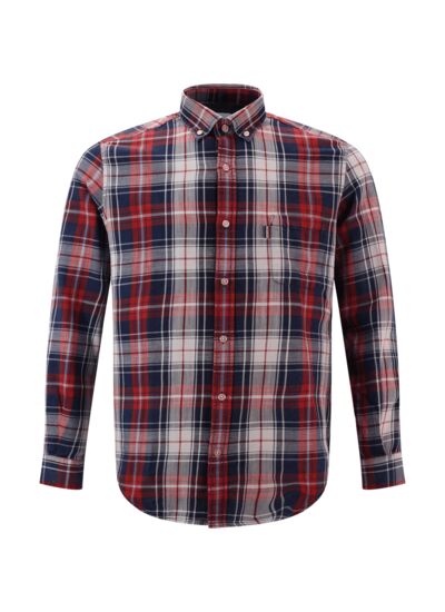 Chemise manches longues à carreaux rouge, bleu et blanc