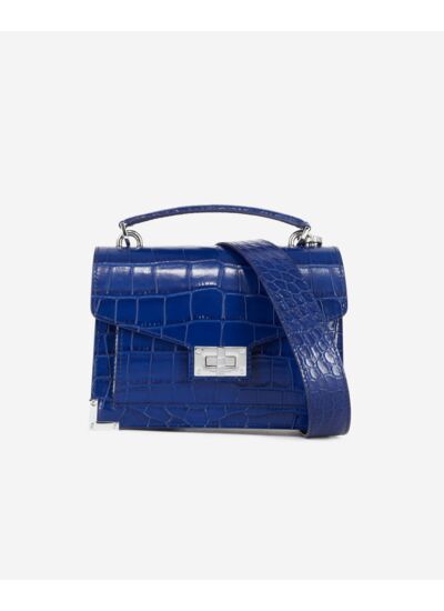 Sac Emily Small En Cuir Bleu Effet Crocodile