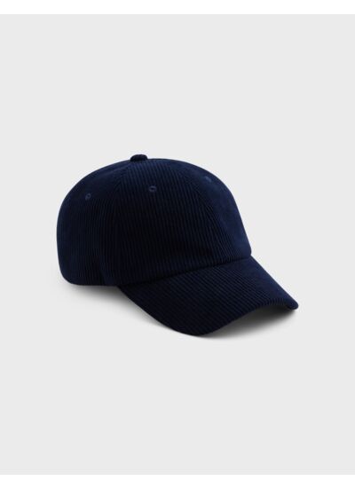 Casquette en velours côtelé uni avec broderie figaret marine