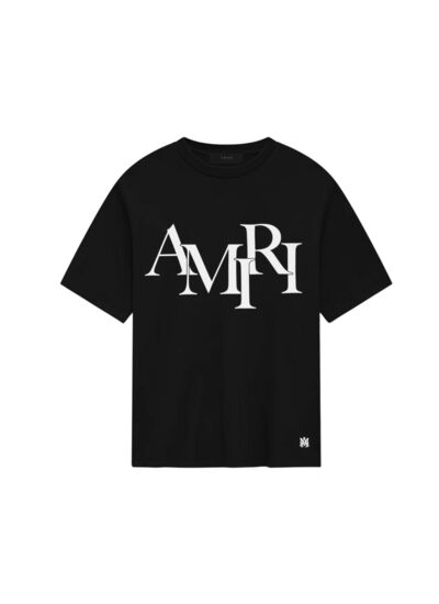 Amiri T-shirt Staggered Logo Noir