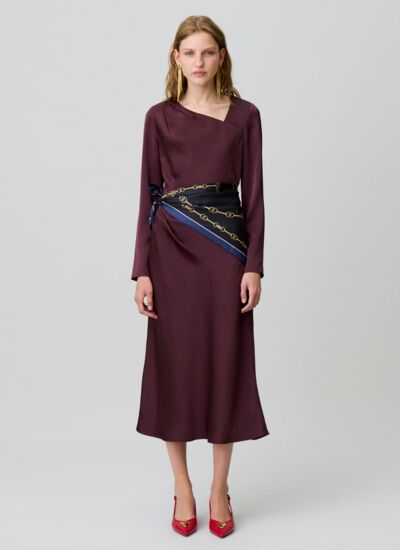 Claudie pierlot Robe longue satinée asymétrique