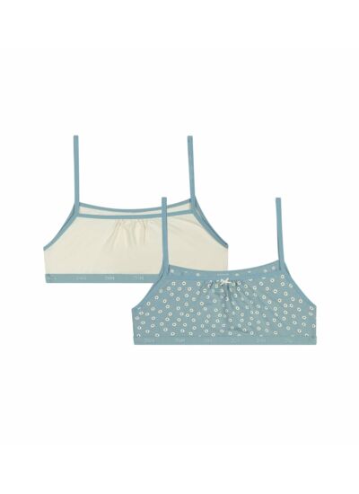 Lot de 2 brassières filles en coton à motifs Fleurs Crème Les Pockets