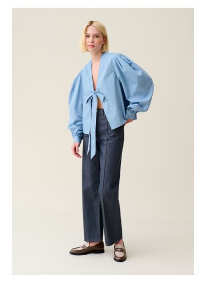 Blouse col V à nouer