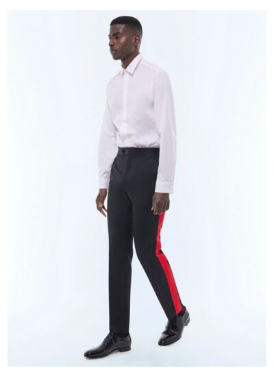Pantalon de smoking ajusté en laine