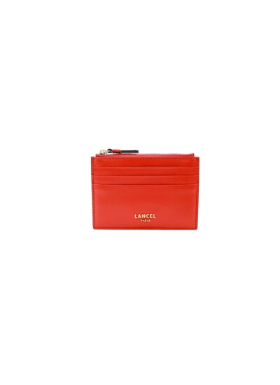 Lettrine De Lancel - Porte Carte Zip - Rouge Poppy