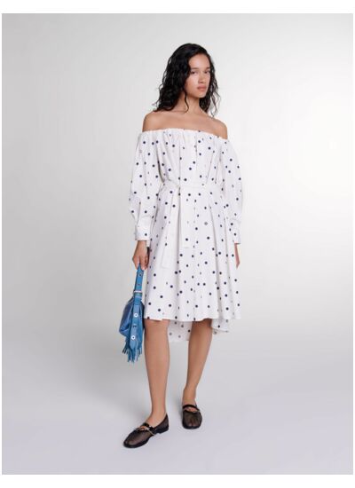 Robe chemise à encolure bardot