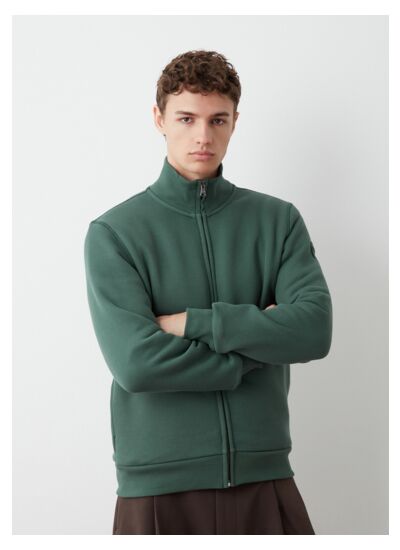 Sweat zippé à tissage en diagonale