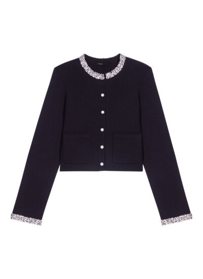 Cardigan à bords strassés