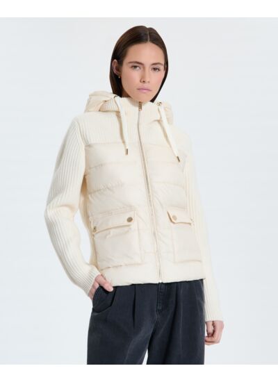 Doudoune bi-matière écrue