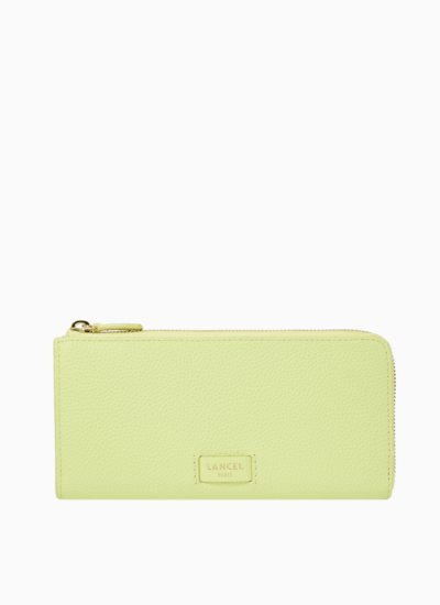 Ninon de lancel - portefeuille long zippe - citron vert