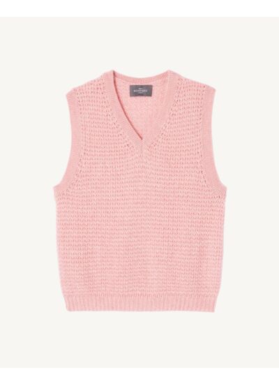 Pull col V mouliné - Femme - ROSE RETRO/AVOINE
