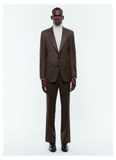 Costume ajusté en laine à chevrons