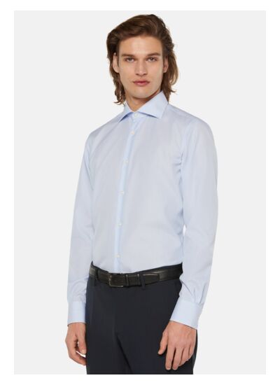 Chemise À Rayures Bleu Ciel En Coton Slim Fit