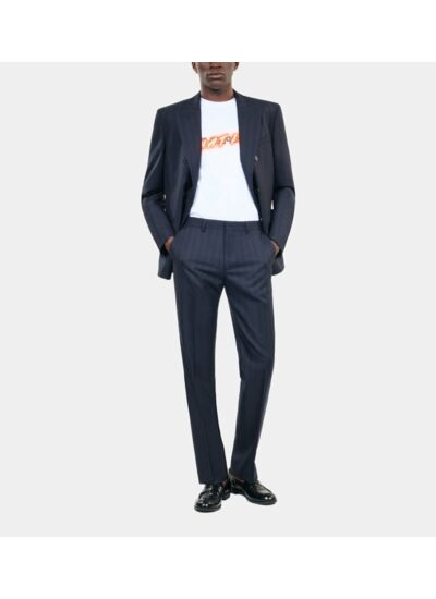 Pantalon De Costume À Rayures Bleu Marine Homme