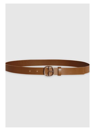 Ceinture cuir monogramme marron