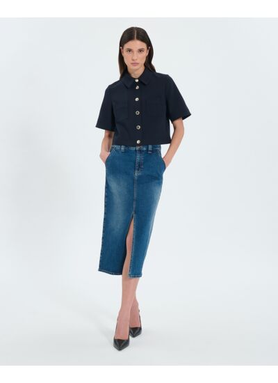 Jupe longue en jean dirty light blue