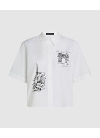 POPLIN PARIS PRINT BLOUSE