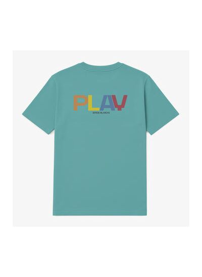 T-shirt manches courtes en coton avec imprimé PLAY dos bleu glacier
