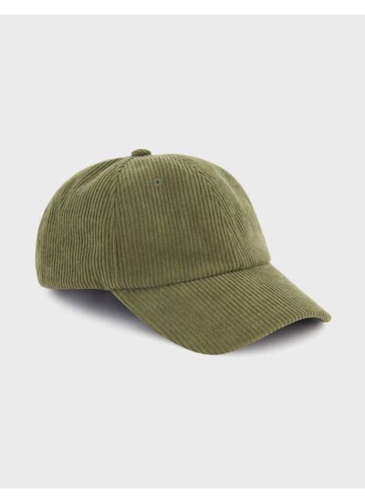 Casquette en velours côtelé uni avec broderie figaret kaki