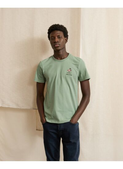 T-shirt vert clair broderie sans pression