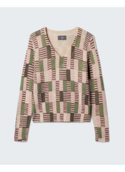Pull V imprimé mosaïque - Femme - ROSE LOUKOUM