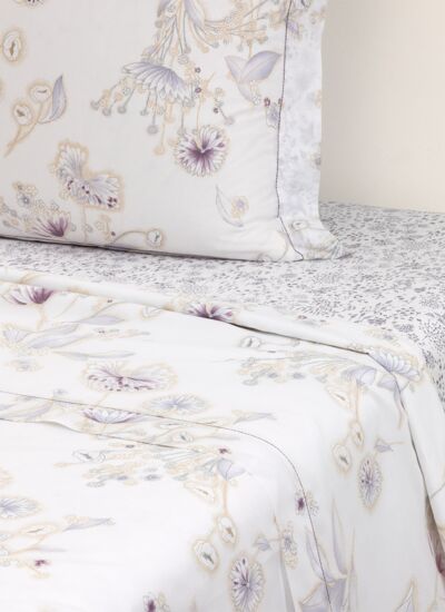Yves Delorme - Drap plat en batiste de coton violet, Givre