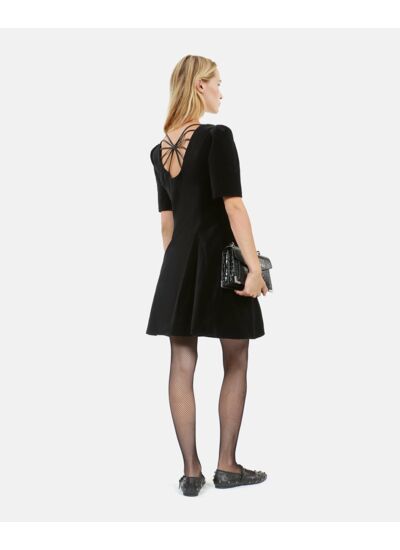 Robe Courte En Velours Noir Femme