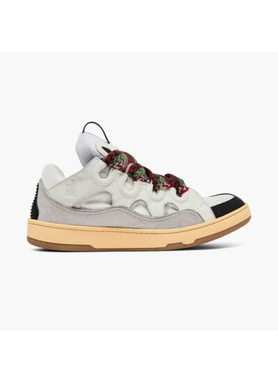Lanvin Leather Curb Sneaker White Grey Black