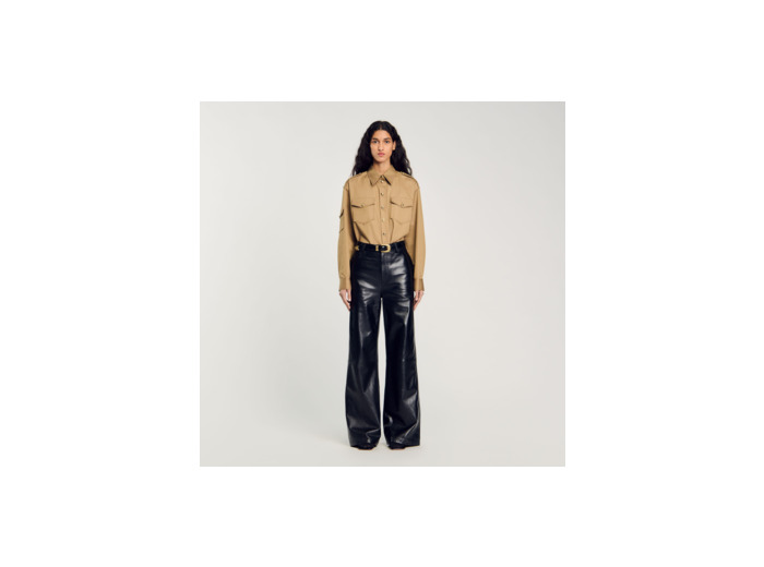 Pantalon évasé en cuir - sandro