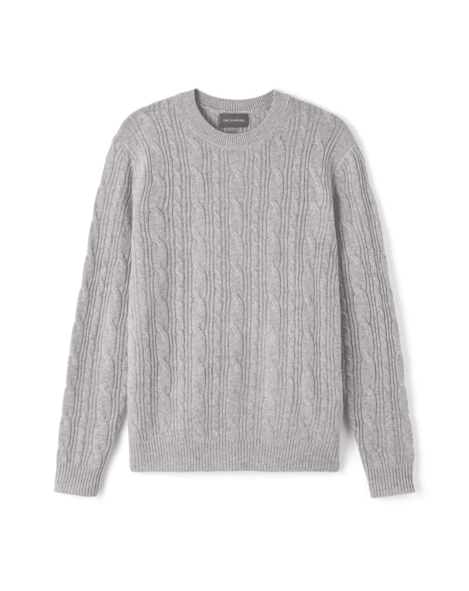 Ras de cou torsades et côtes - Homme - GRIS ARGENTE