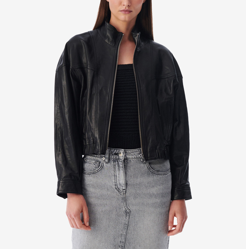Blouson Col Montant En Cuir Okan