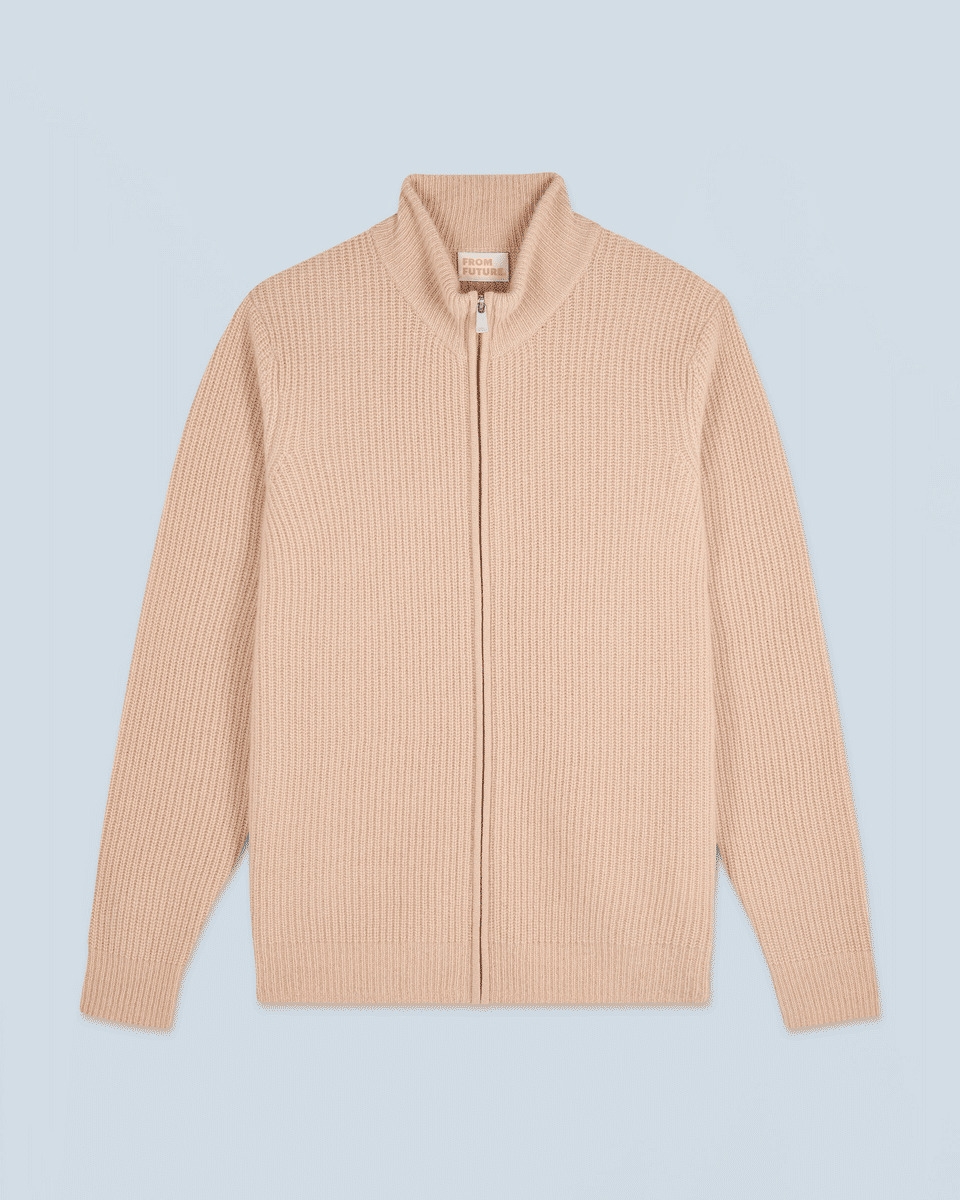 Pull Gilet à Cotes Zippé