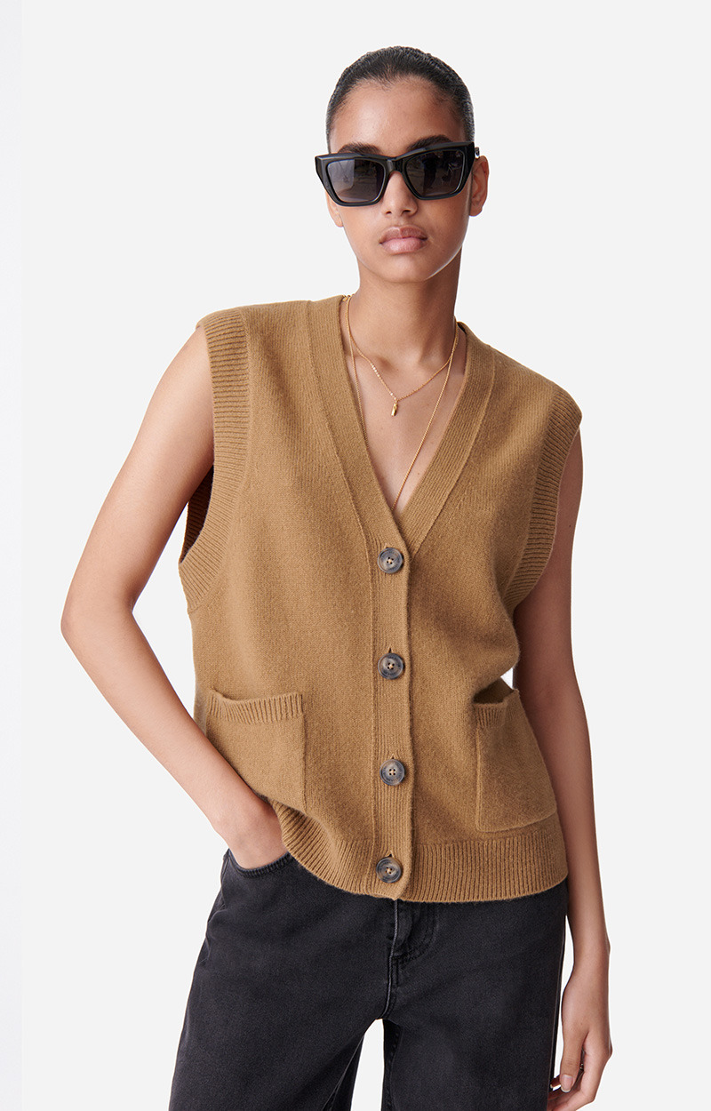 Cardigan Sans Manches Dashley En Laine & Yack