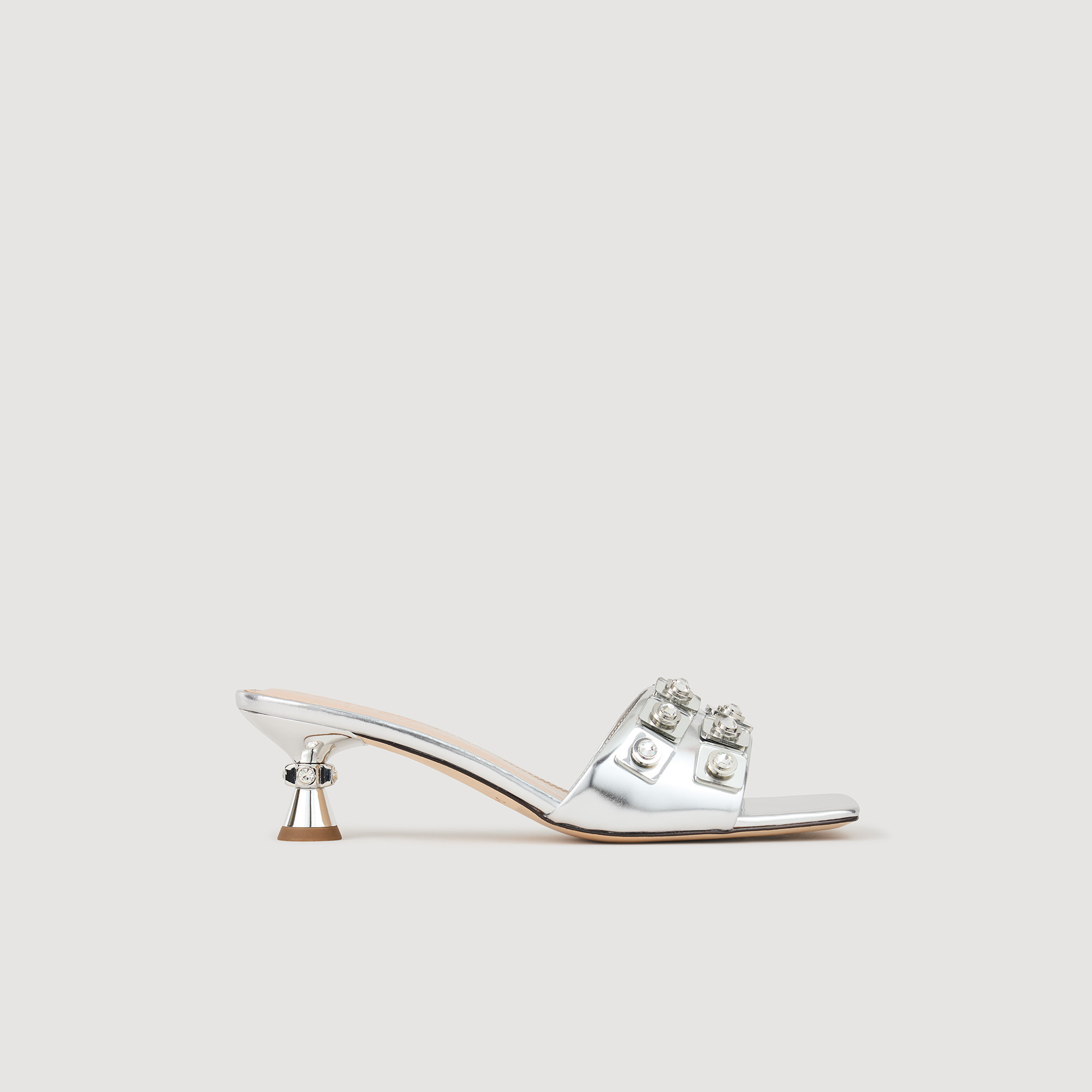 Mules en cuir métallisé
