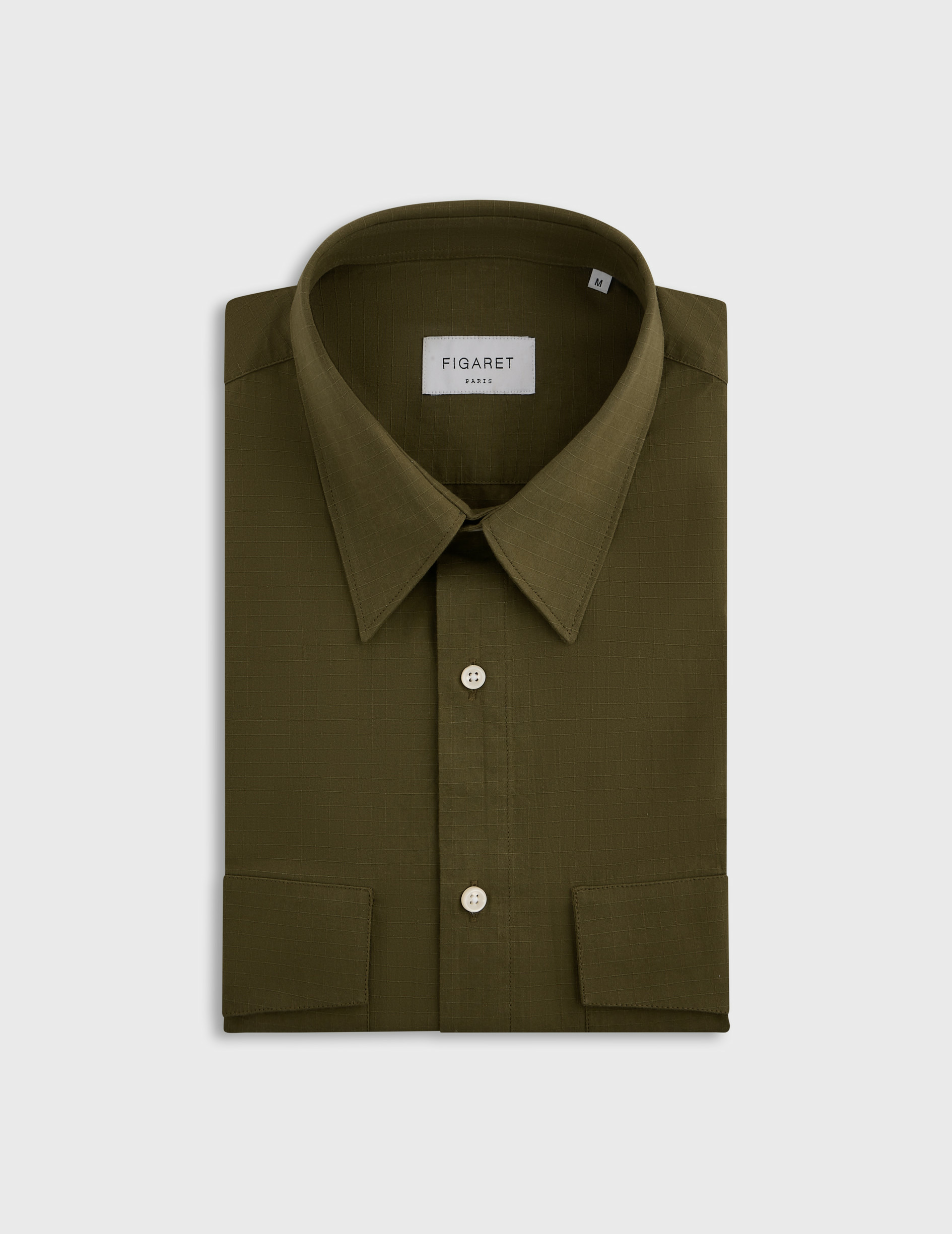 Chemise irwin col prodigieux avec poches poitrine en ripstop uni kaki