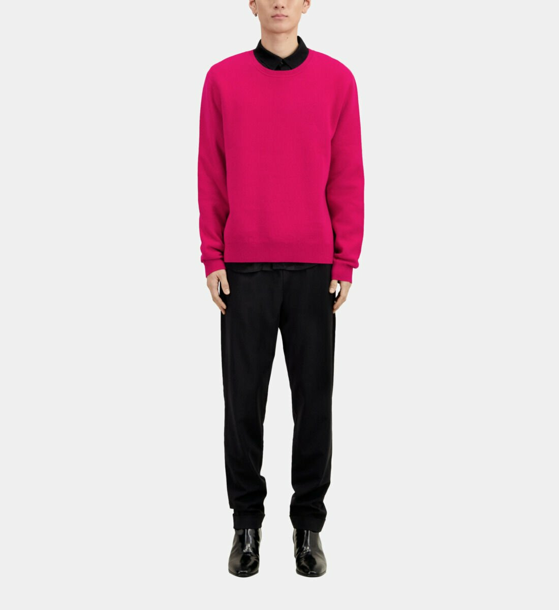 Pull Col Rond Broderie Poitrine Homme